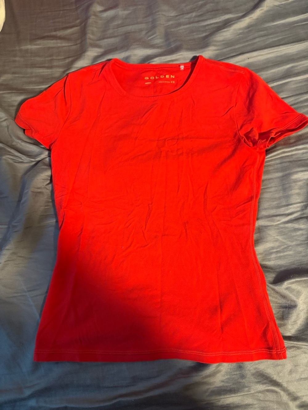 Aritzia Golden Brand Red Crewneck Tee